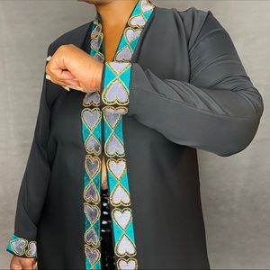 Black duster with heart embroidery